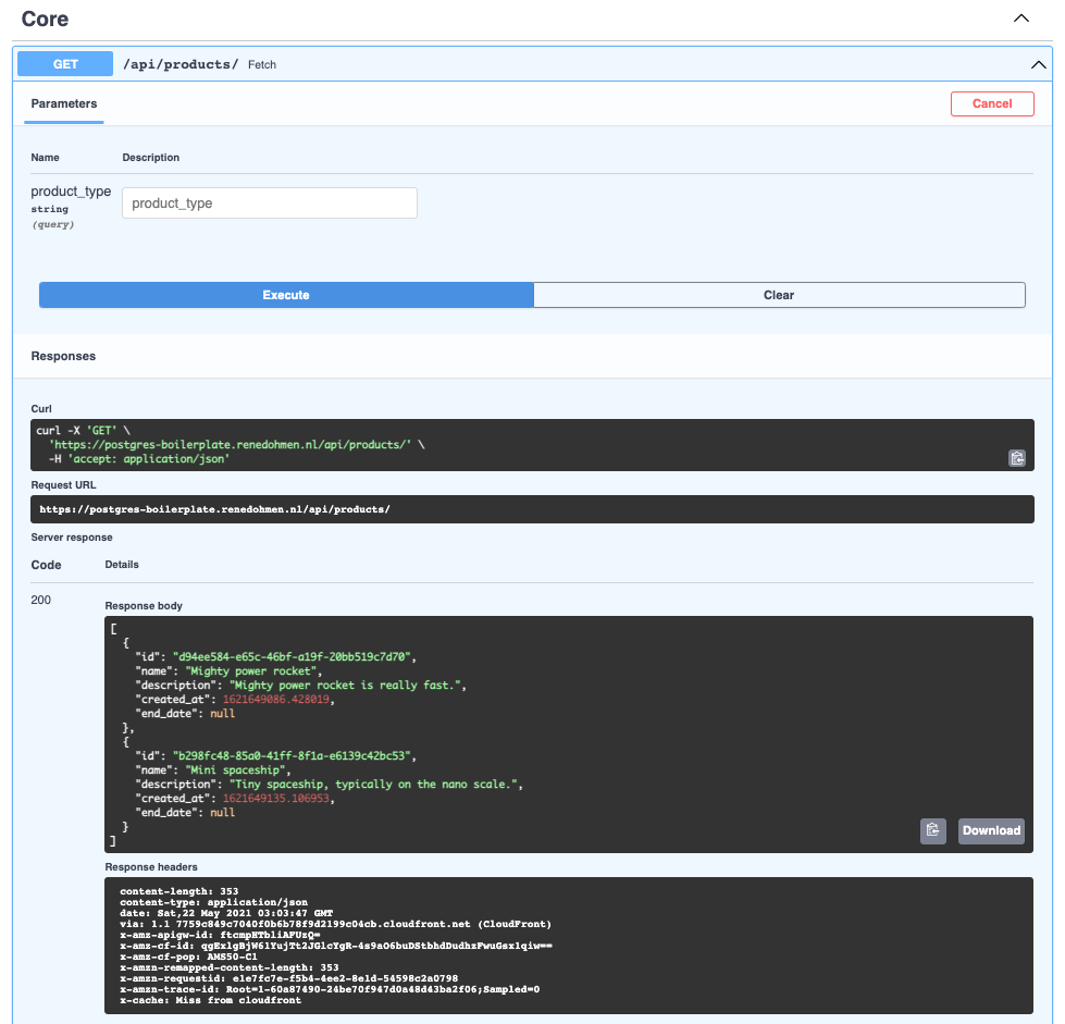 API response